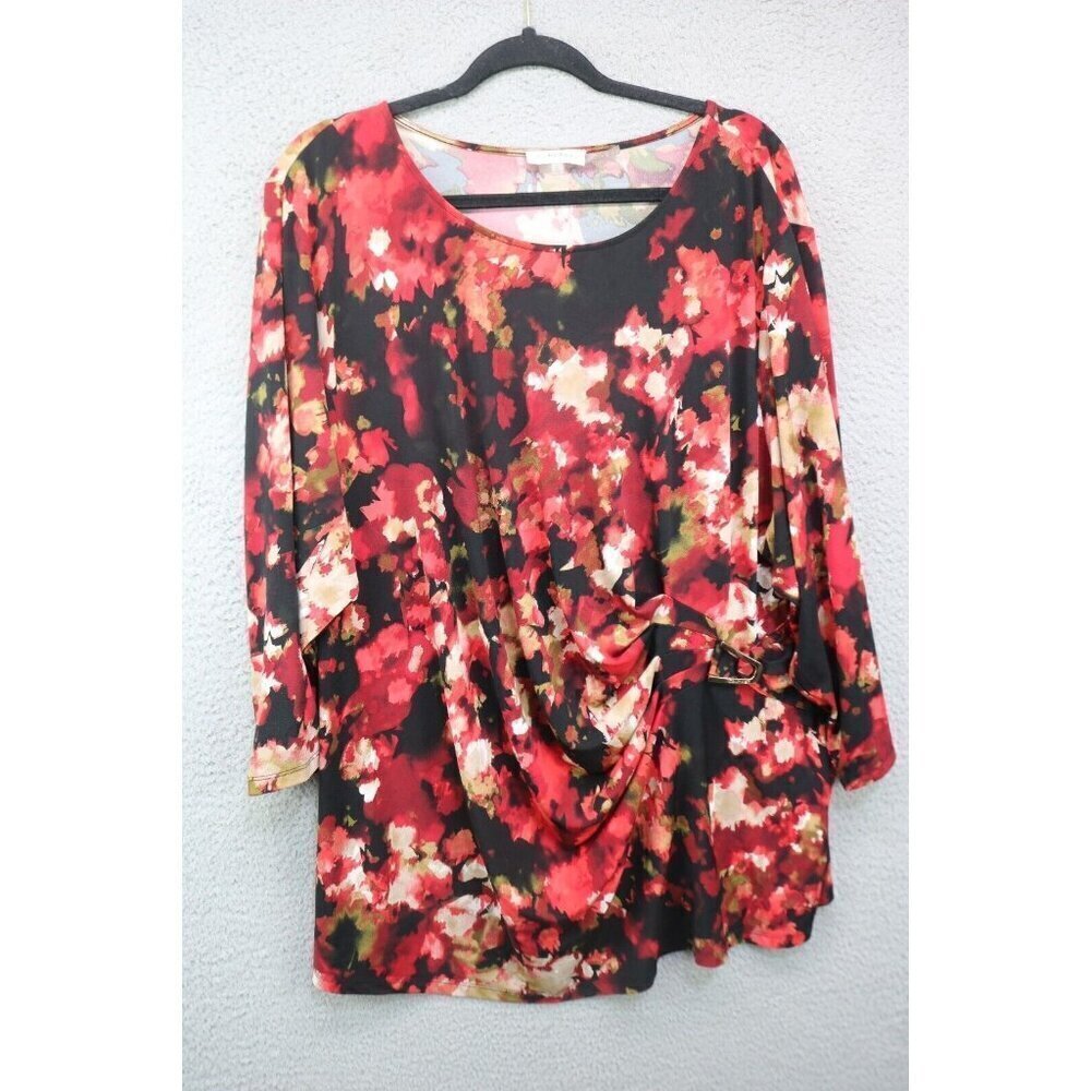 Calvin Klein 3/4 Sleeve Ruched Buckle Tunic-Size 3X